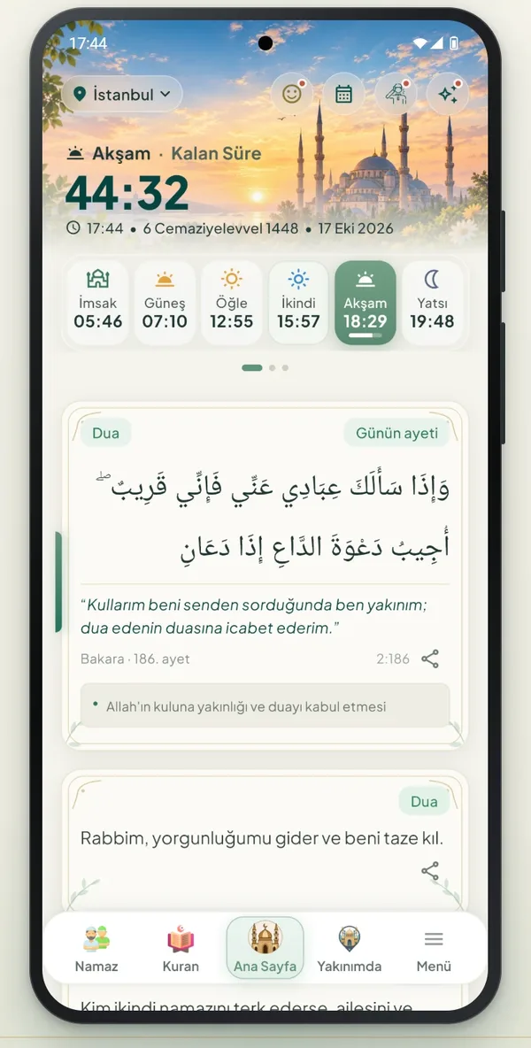 Nida Adhan uygulama ekranı 1
