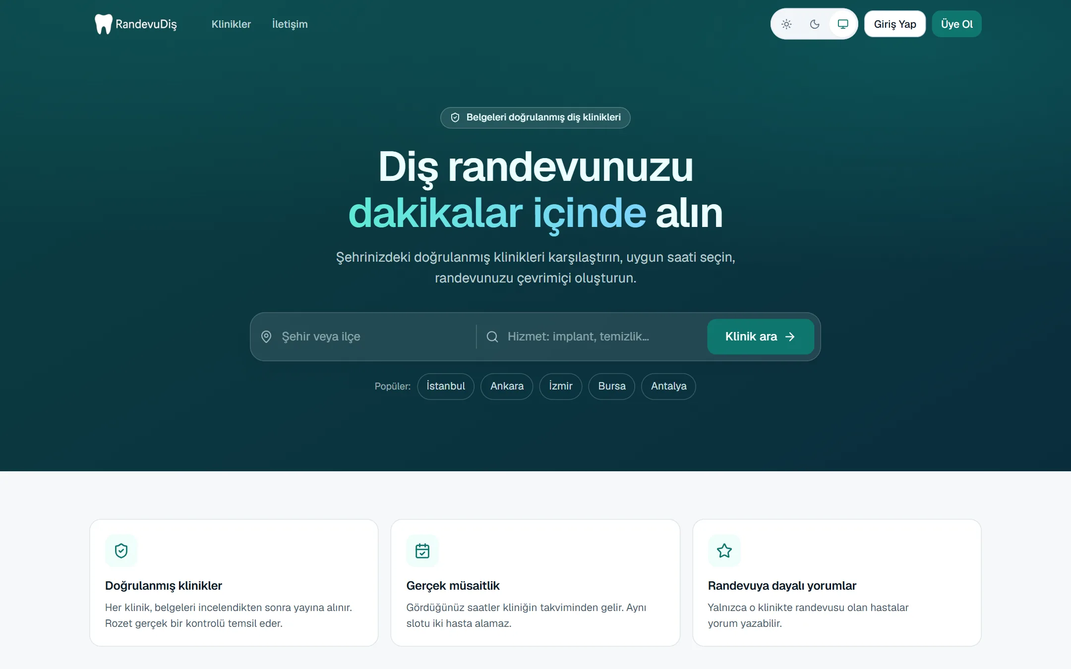 RandevuDiş masaüstü görünüm
