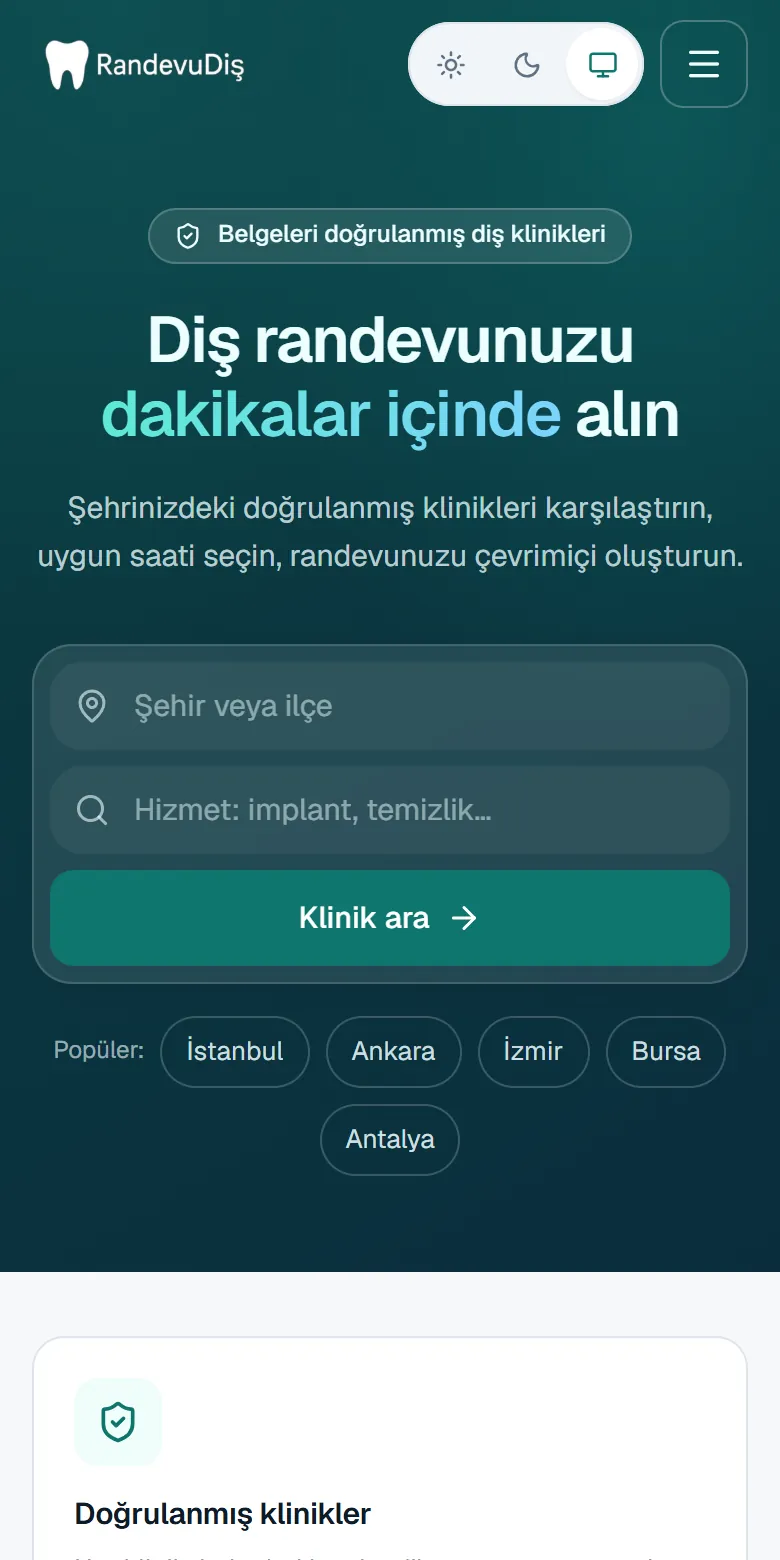 RandevuDiş mobil görünüm
